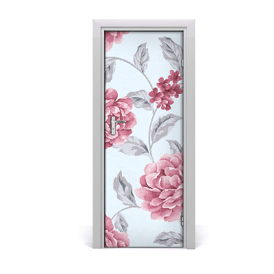 Self-adhesive door wallpaper Peonies