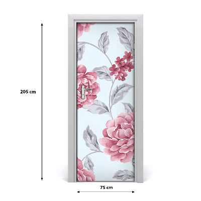 Self-adhesive door wallpaper Peonies