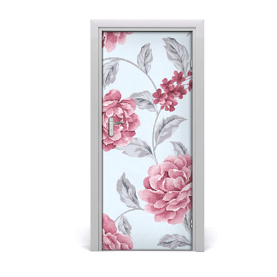 Self-adhesive door wallpaper Peonies