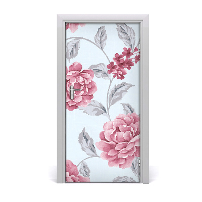 Self-adhesive door wallpaper Peonies