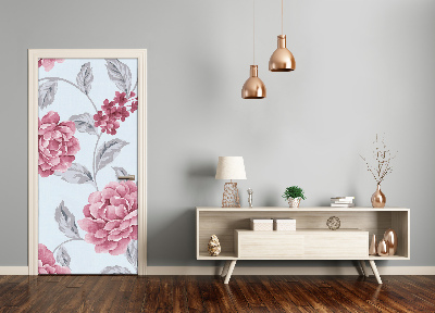 Self-adhesive door wallpaper Peonies