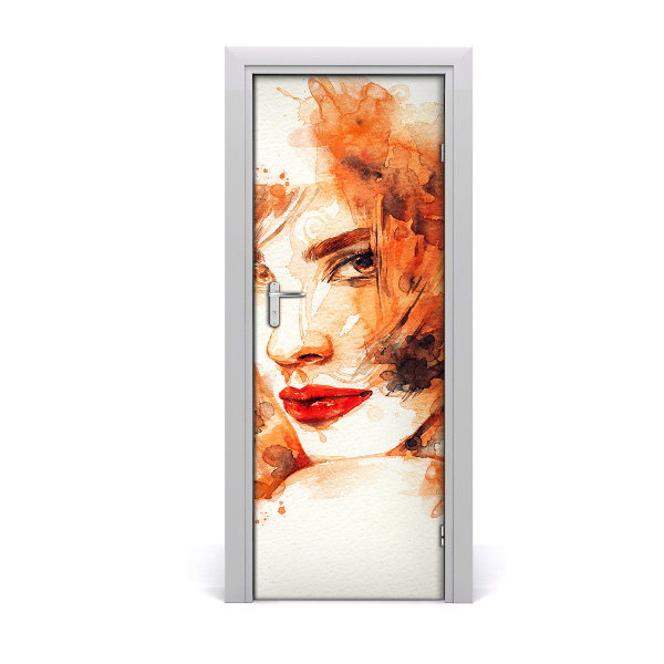 Self-adhesive door sticker Abstraction of a woman