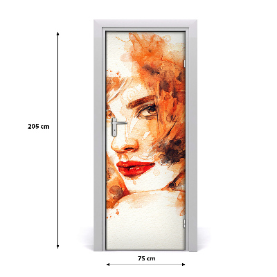 Self-adhesive door sticker Abstraction of a woman