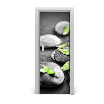 Self-adhesive door sticker Leaves of zen stones