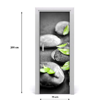 Self-adhesive door sticker Leaves of zen stones