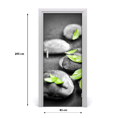 Self-adhesive door sticker Leaves of zen stones