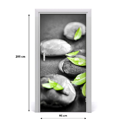 Self-adhesive door sticker Leaves of zen stones