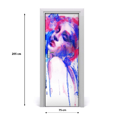 Self-adhesive door sticker Abstraction of a woman