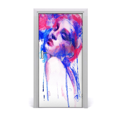 Self-adhesive door sticker Abstraction of a woman