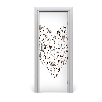 Self-adhesive door wallpaper Home heart