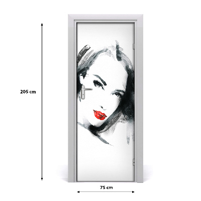 Self-adhesive door sticker Portrait of a woman