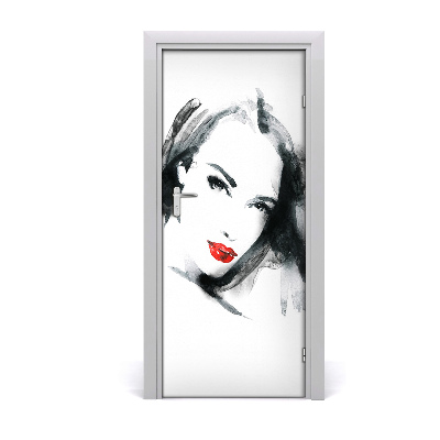 Self-adhesive door sticker Portrait of a woman