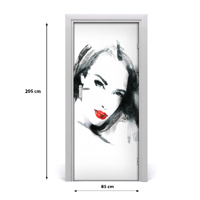 Self-adhesive door sticker Portrait of a woman