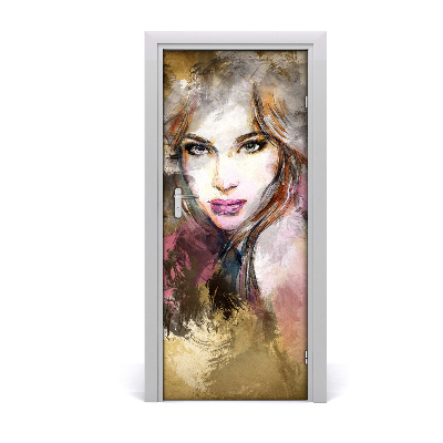 Self-adhesive door sticker Abstraction of a woman