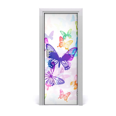 Self-adhesive door sticker Colorful butterflies