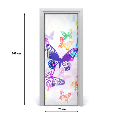 Self-adhesive door sticker Colorful butterflies