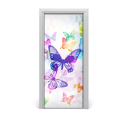 Self-adhesive door sticker Colorful butterflies