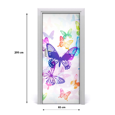 Self-adhesive door sticker Colorful butterflies