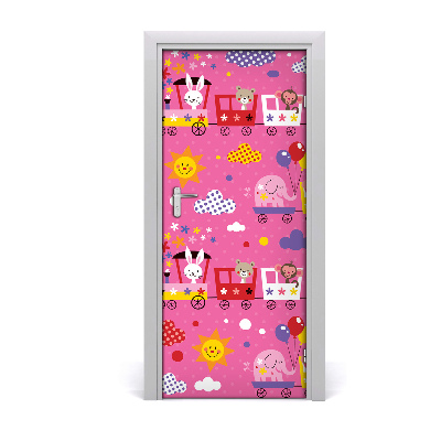 Self-adhesive door sticker Cheerful train