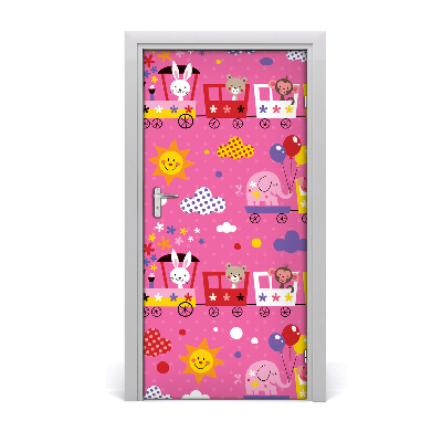 Self-adhesive door sticker Cheerful train