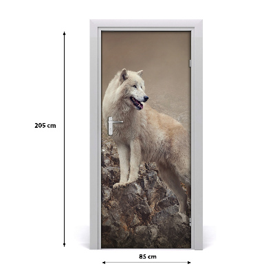 Self-adhesive door sticker Wolf on the rock