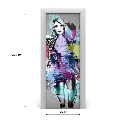 Self-adhesive door sticker Abstraction of a woman