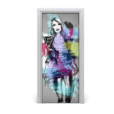 Self-adhesive door sticker Abstraction of a woman