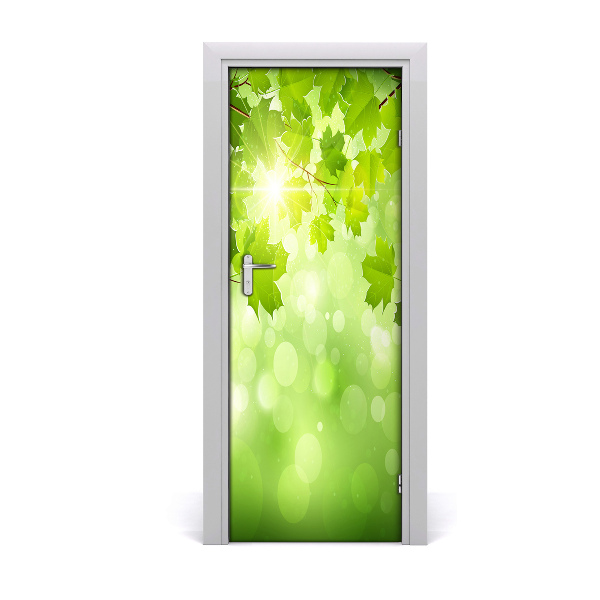 Self-adhesive door sticker Green leaves