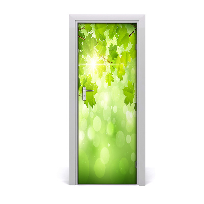 Self-adhesive door sticker Green leaves