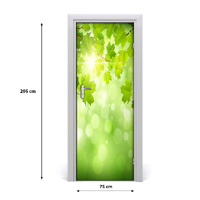 Self-adhesive door sticker Green leaves