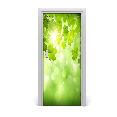 Self-adhesive door sticker Green leaves