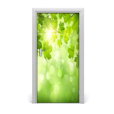 Self-adhesive door sticker Green leaves