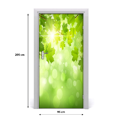 Self-adhesive door sticker Green leaves