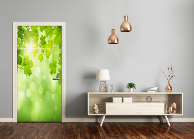 Self-adhesive door sticker Green leaves