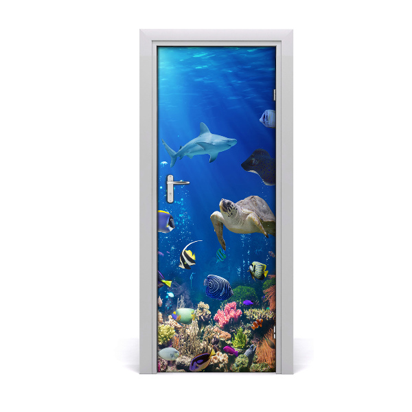 Self-adhesive door sticker Coral reef