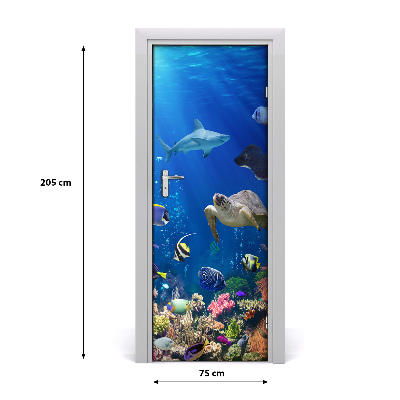 Self-adhesive door sticker Coral reef