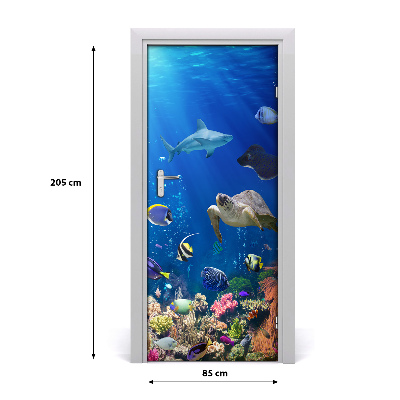 Self-adhesive door sticker Coral reef