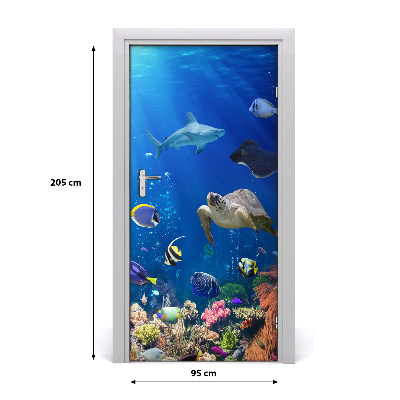 Self-adhesive door sticker Coral reef