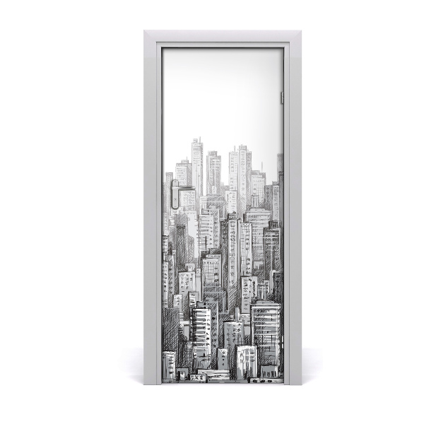 Self-adhesive door sticker Skyscrapers