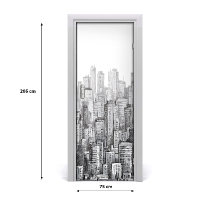 Self-adhesive door sticker Skyscrapers