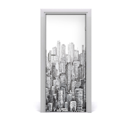 Self-adhesive door sticker Skyscrapers