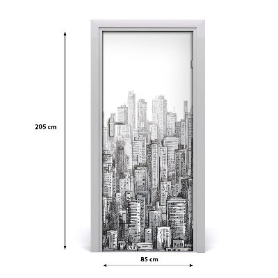 Self-adhesive door sticker Skyscrapers