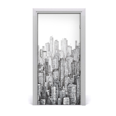 Self-adhesive door sticker Skyscrapers