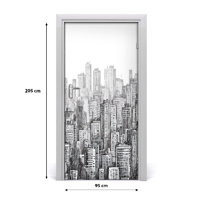 Self-adhesive door sticker Skyscrapers