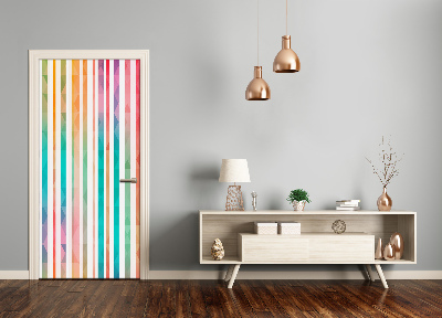 Door wallpaper Colored stripes