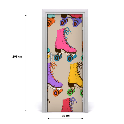 Self-adhesive door wallpaper Colorful roller skates