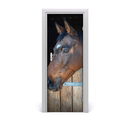 Self-adhesive door wallpaper Stable horse