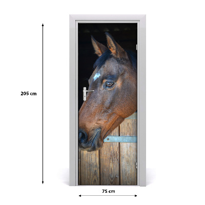 Self-adhesive door wallpaper Stable horse