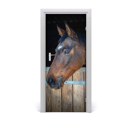 Self-adhesive door wallpaper Stable horse