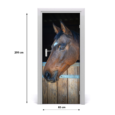 Self-adhesive door wallpaper Stable horse